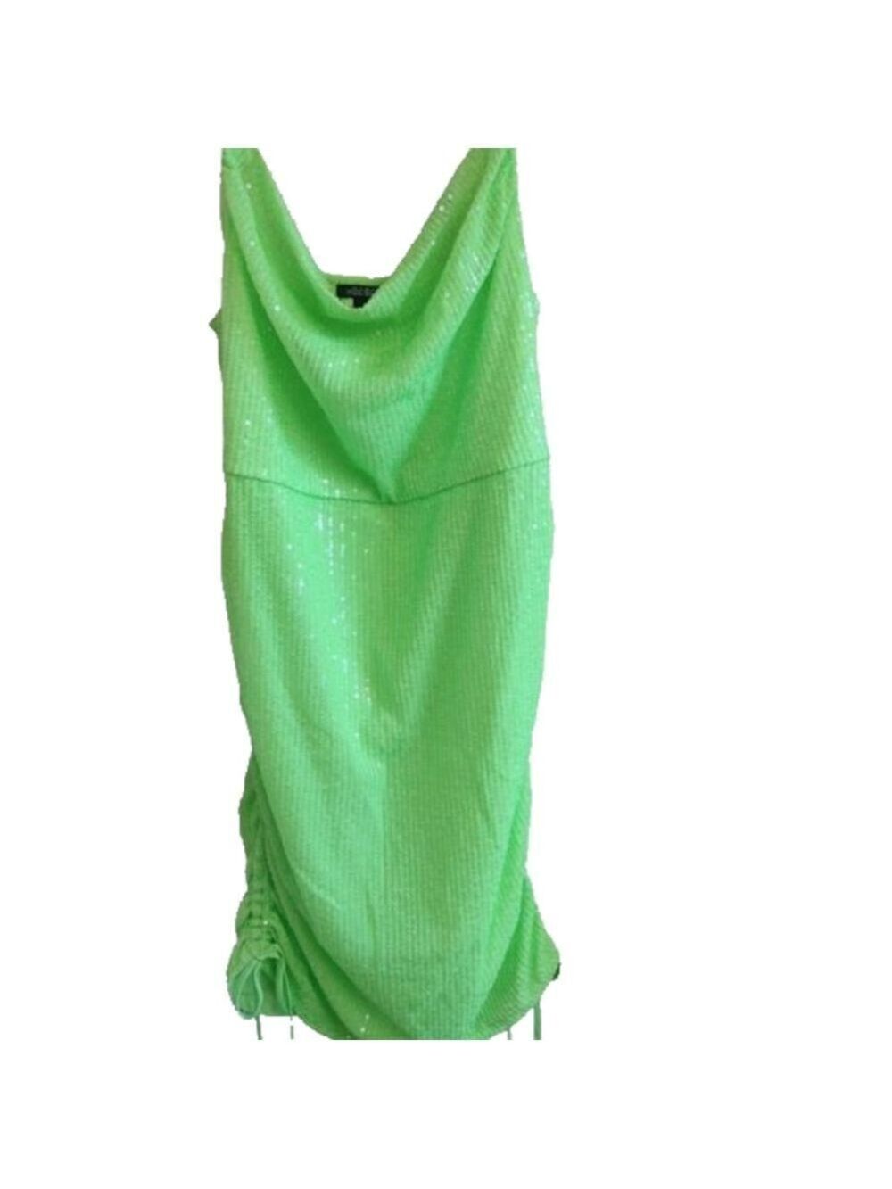 Wild Fable Lime Green Sequin Ruched Dress Small